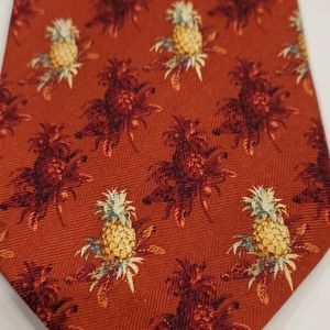 Tommy Bahama silk tie dark red gold pineapples